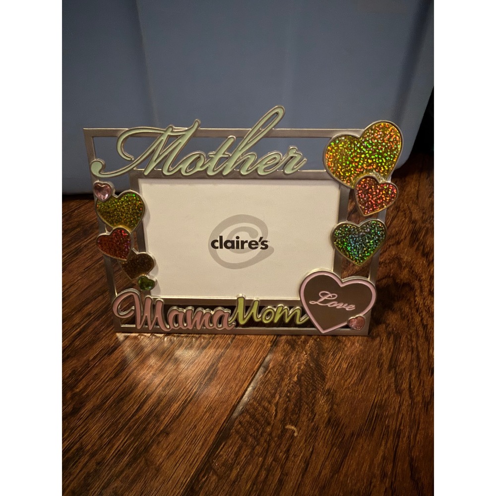 Claire's Mother Mama Mom Picture Frame Y2K Glitter Holographic Hearts